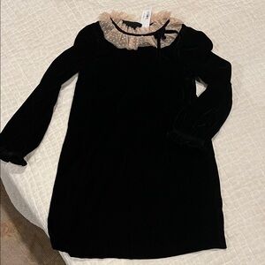 Janie and Jack Black Velvet Kids Dress with Cream lace Collar